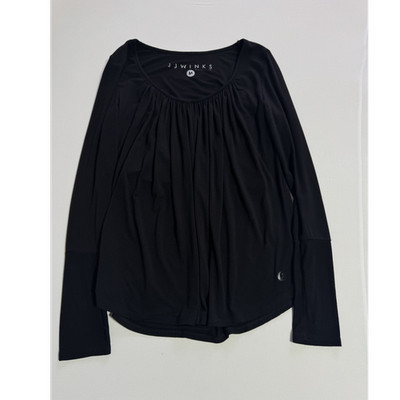 JJ Winks Black Scoop Neck Long Sleeve Blouse Women Regular Size M