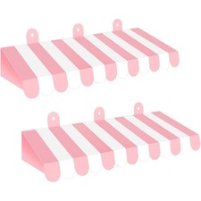 2 Pieces Circus Awnings Decoration 3D Carnival Tent Striped Awning Wall