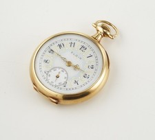 Vintage 1910s Elgin 14K Yellow Gold open face pocket Mechanical watch 33mm