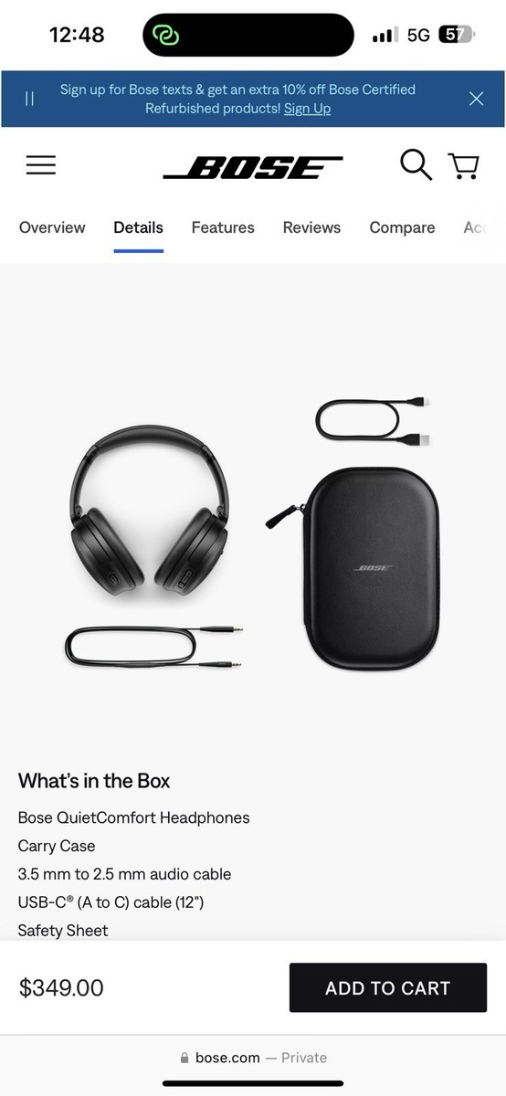 Bose QuietComfort 45 QC45 ブラック Bose QuietComfort 45 Headphones Noise Cancelling Over-Ear
