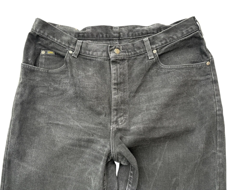VTG Lee Men’s Black Straight High Rise Cotton Tick Solid Jeans Size W39 L33 - Image 4 of 4