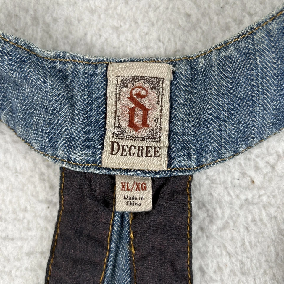 Chaleco Decree Vintage Mujer XL Azul Denim Jean Espalda Corredora Recortado Años 2000 Y2K Foto 3 de 4