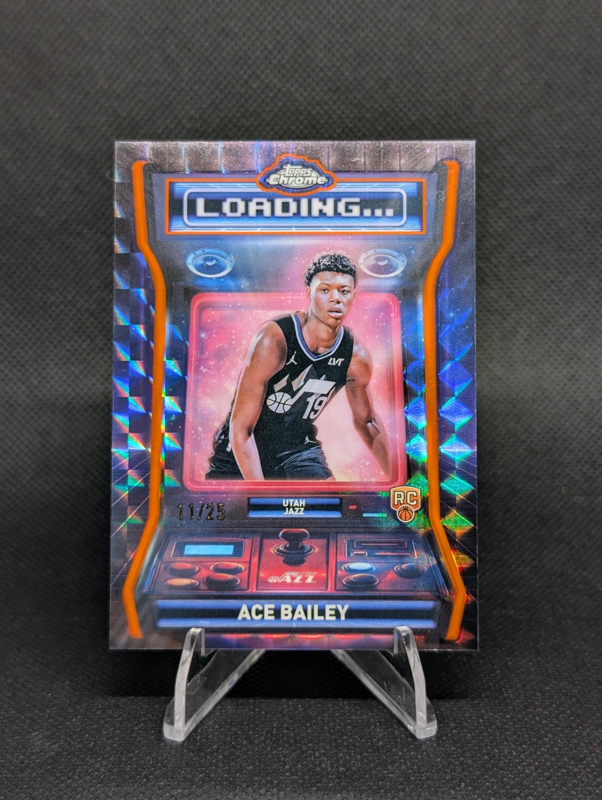 2025-26 Topps Chrome Ace Bailey Loading Orange Refractor RC /25 Utah Jazz #LD-14