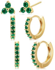 Christmas Small Hoop Earrings for Women, Diamond Stud Huggie Cartilage Green