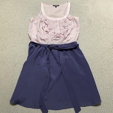 Express Womens Small Dress Pink Purple Fit Flare Mini Belted Ruffled Sleeveless