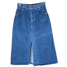 Vintage OshKosh B'Gosh Denim Skirt Waist 24 Midi Length Front Slit Western