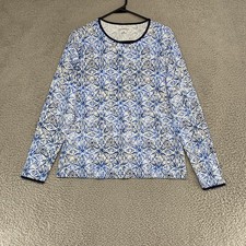 Lands End Rash Guard Womens M / 10-12 Blue Long Sleeve Swim Shirt UPF Beach