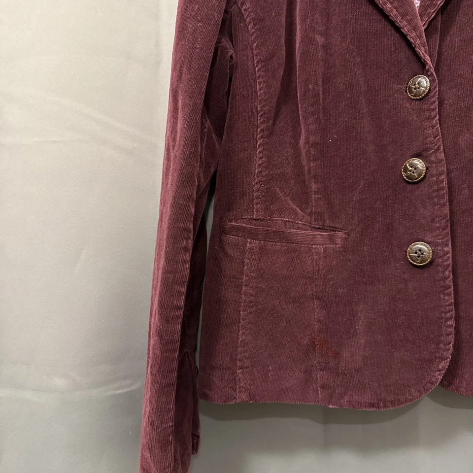 Blazer para mujer St. John's Bay de pana borgoña 3 botones talla L Foto 3 de 4