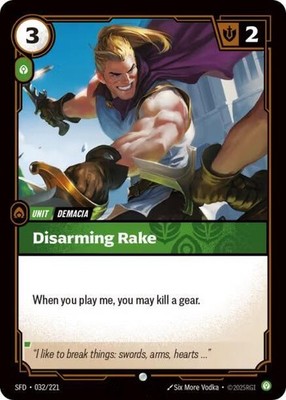 Disarming Rake | 032/221 | Riftbound | Spiritforged | Normal | 50% off 2nd Item