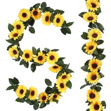 Sunflower Garlands Decor-2 Pack 7.5ft/Pcs Artificial Sunflower Vines Silk Hangin
