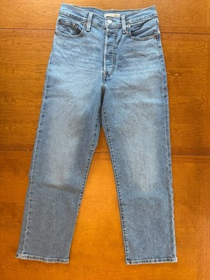 Levi's Ribcage High Rise Straight Button Fly Light Wash Jeans, Size 28