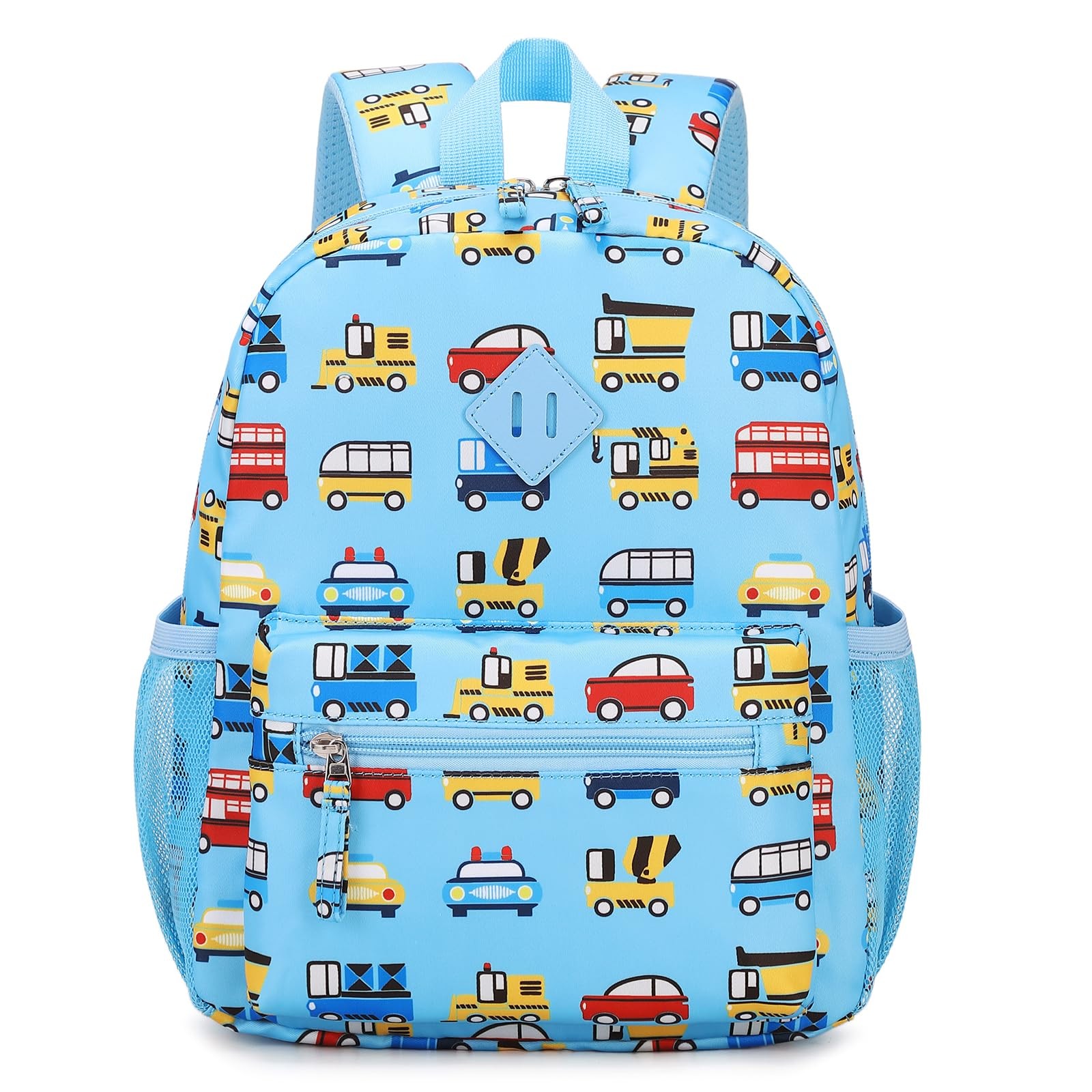 PIG GIRL Toddler Backpack for Boys, 12'' Mini Preschool Small, Blue Car 