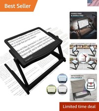 Patented 5X Large LED Page Magnifier with Detachable Stand  Eye Caring 3 Col...