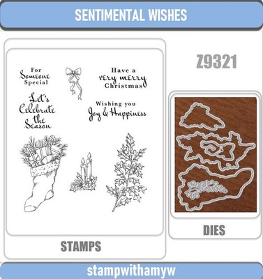 SENTIMENTAL WISHES Cutting Dies & Stamps Scrapbook DIY Greeting Card Handmade
