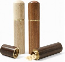 3 Pack Wooden Toothpick Holder Portable Mini Toothpick Case for Travel