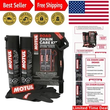 Unscented 16oz Motorcycle Chain Clean and Lube Kit with Brush & Gloves Included
