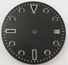 28.5mm Luminous Date Watch Dial Black Silver for NH35