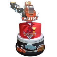 “Torta Scenografica Finta Disney Cars – Personalizzata con Nome e Numero