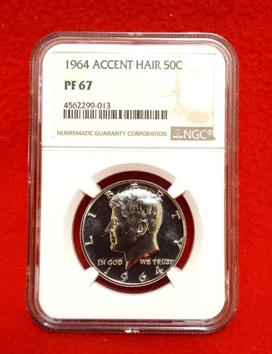 1964 Accent Hair Kennedy Half, NGC PF67