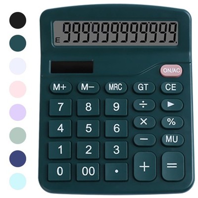 Desk Calculator Dual Power Simple Financial Big Button Large Display Green