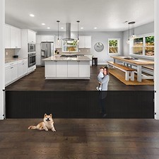 WOMHOM 168" RETRACTABLE DOG GATES HOUSE EXTRA WIDE BABY GATES EXTRA WIDE - BLACK