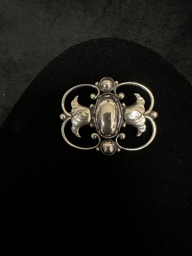 GEORG JENSEN 925S Sterling Silver Vintage Denmark Tulip Flower Pin Brooch #236