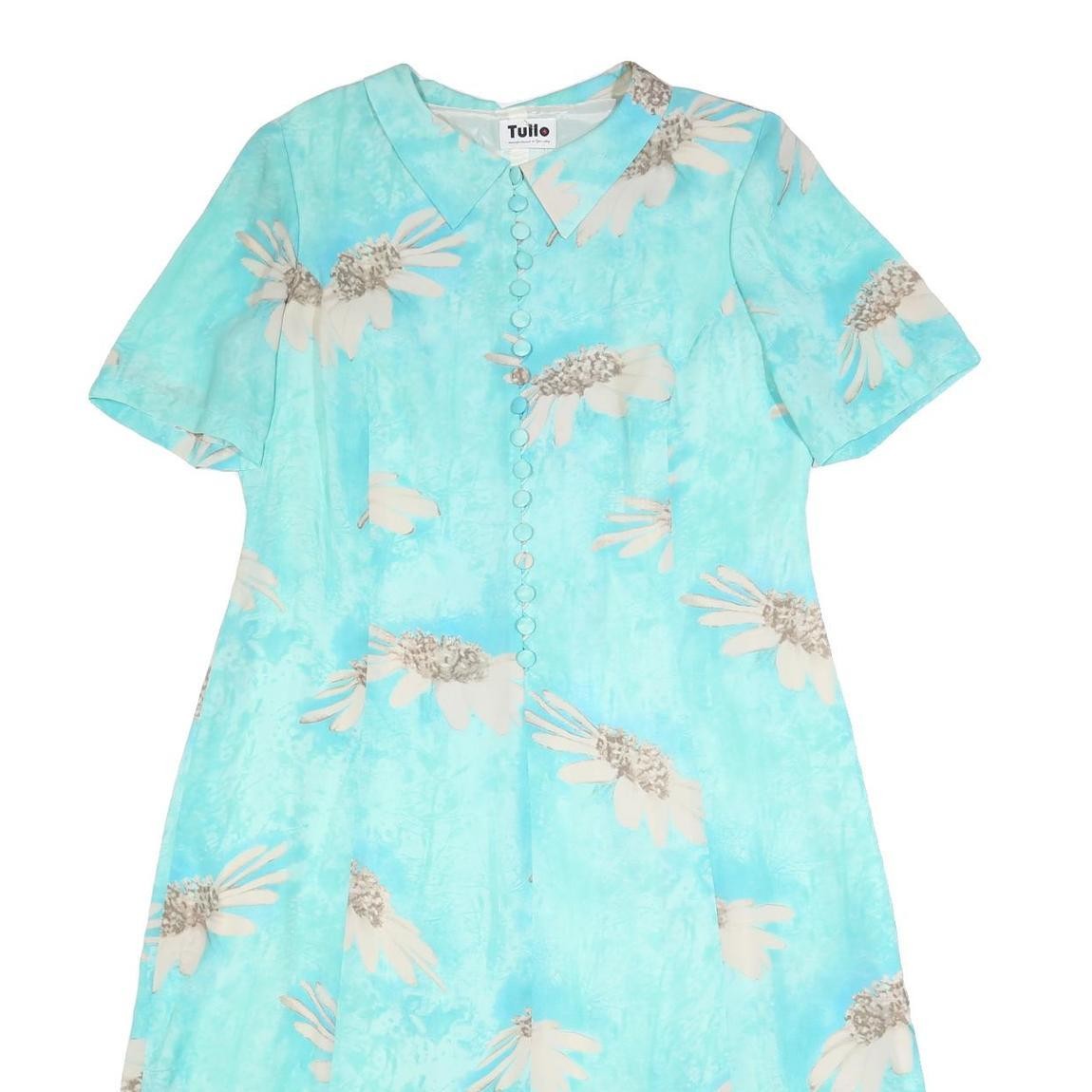 TULLO Womens Blue Floral Day Dress Woven Short Sl… - image 2