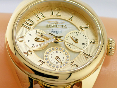 NEW INVICTA ANGEL 27455 MESH BRACELET MULTI FUNCTION  STEEL WATCH GOLD  35MM  B