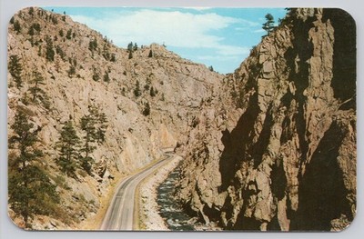 Vintage Photochrome Postcard Rugged Thompson Canon Colorado Highway