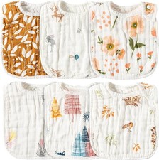 Zainpe 6Pcs Muslin Cotton Bibs for Baby Flower