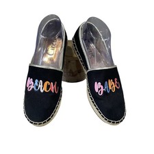 Sam Edelman Circus Beach Babe Slip On Flats Black Canvas Size 7M -Casual Wear