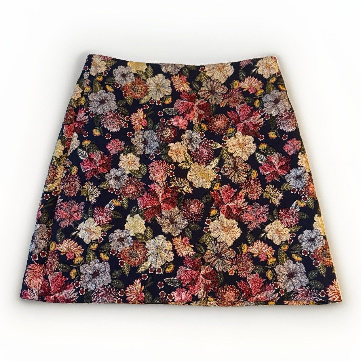 LOFT Floral A-Line Skirt Women’s Size 4 Navy Multicolor Mini Skirt