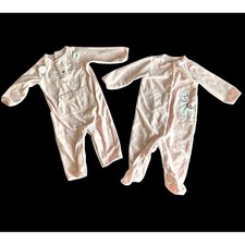 Lot Of 2 Carter's Pajamas Baby Girl Size 6 Months Pink White Llama Mouse Fleece
