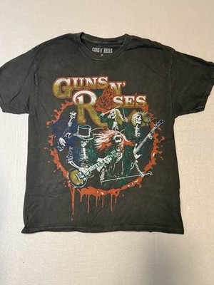 Guns N Roses  Was Here  Tour Skeletons Distressed Wash Dk Gray T-shirt Size M