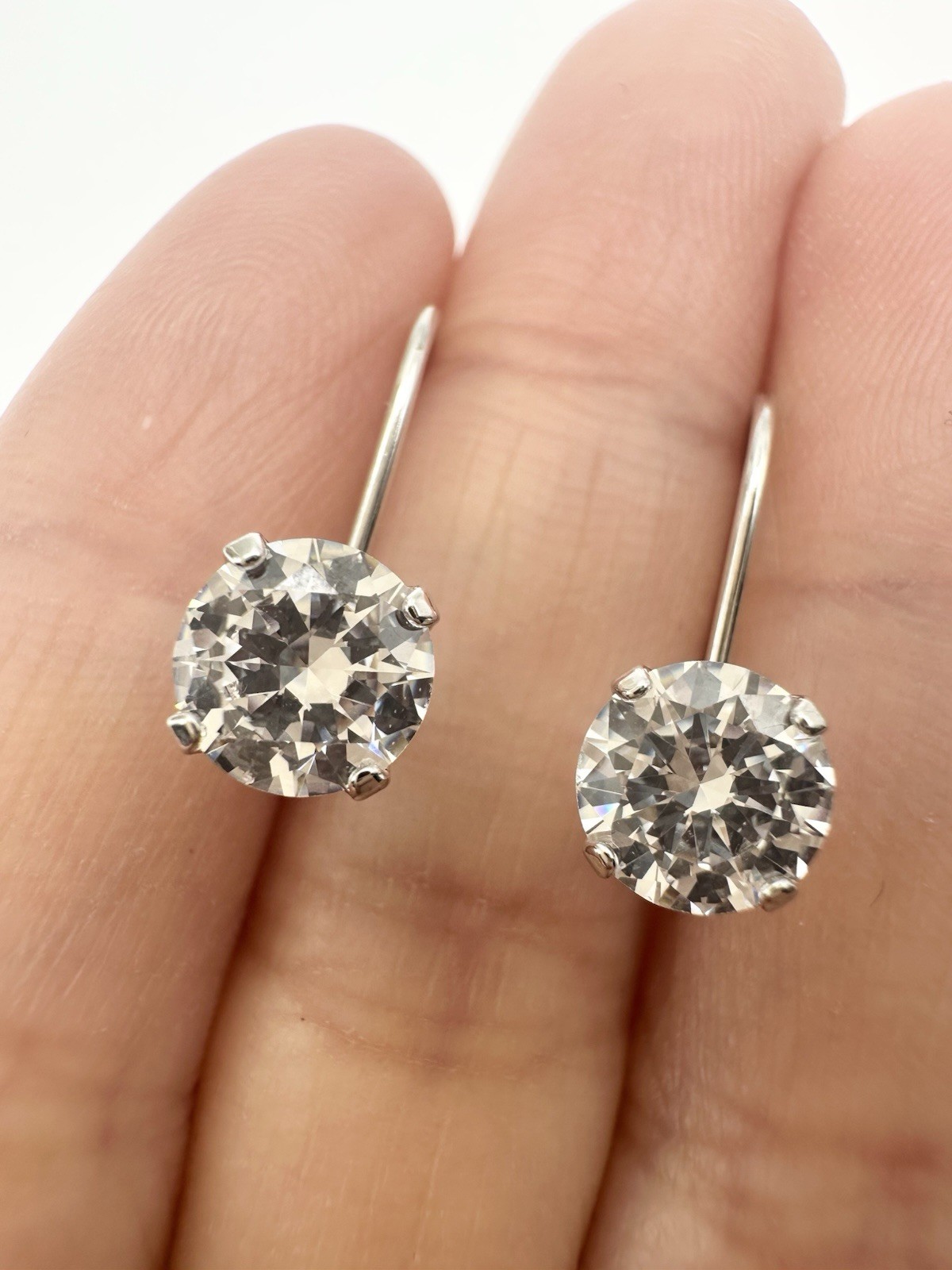 Solid 925 Sterling Silver Leverback Earrings 18K … - image 1