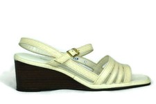 Vintage Red Cross White Women's Heels Shoes Slingback Open Toe 9.5 M
