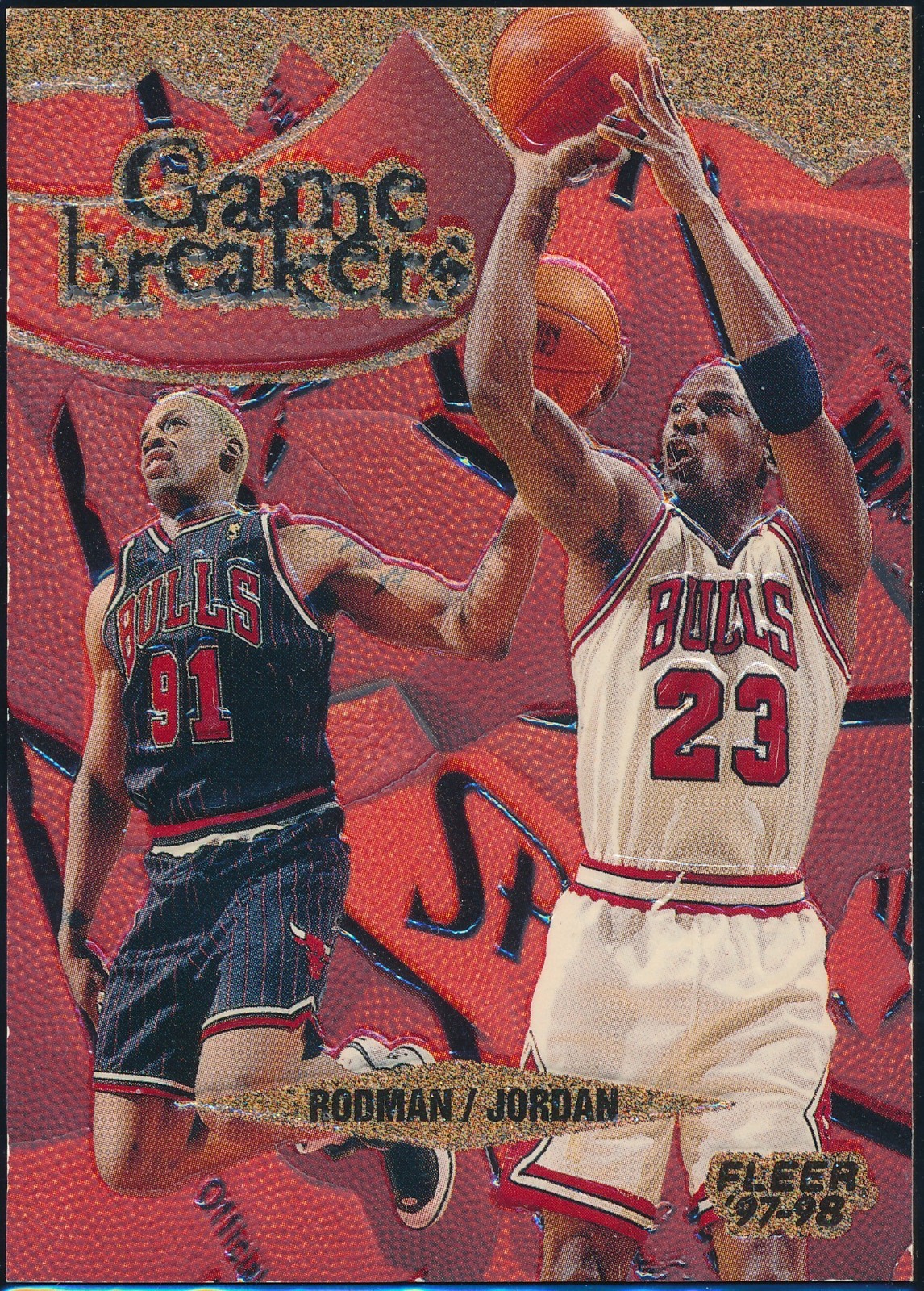 1997-98 FLEER TRADITION MICHAEL JORDAN GAME BREAKERS W/ DENNIS RODMAN CARD #1
