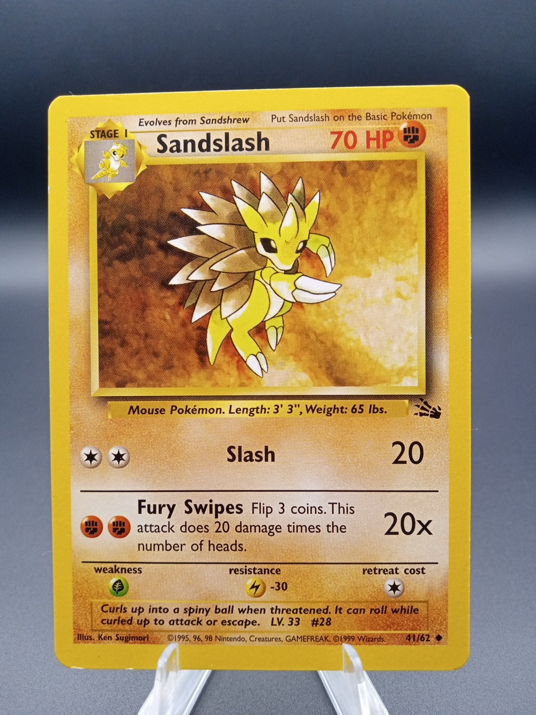 1999 Pokemon Fossil Sandslash #41 Extremely LP