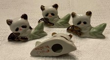 Vintage Ceramic Panda Chopstick Rests— 4 piece set