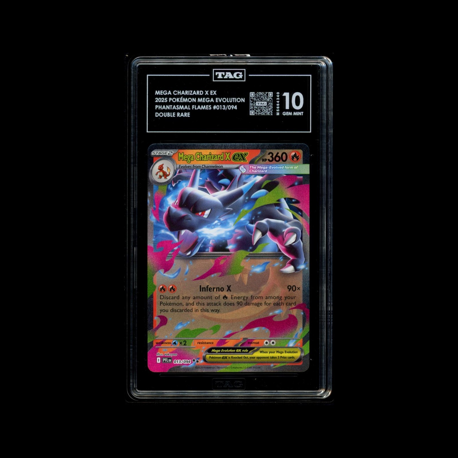 Mega Charizard X EX 13/094 Phantasmal Flames TAG Gem Mint 10