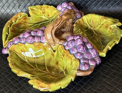 1963 Arnels Ceramic Molds Vintage Hobbyist Grapes And Leaves Three Section Dish