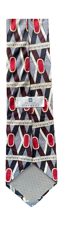Corbata Givenchy Monsieur 100 % seda roja negra blanca diamante abstracto diseñador lujo Foto 2 de 3
