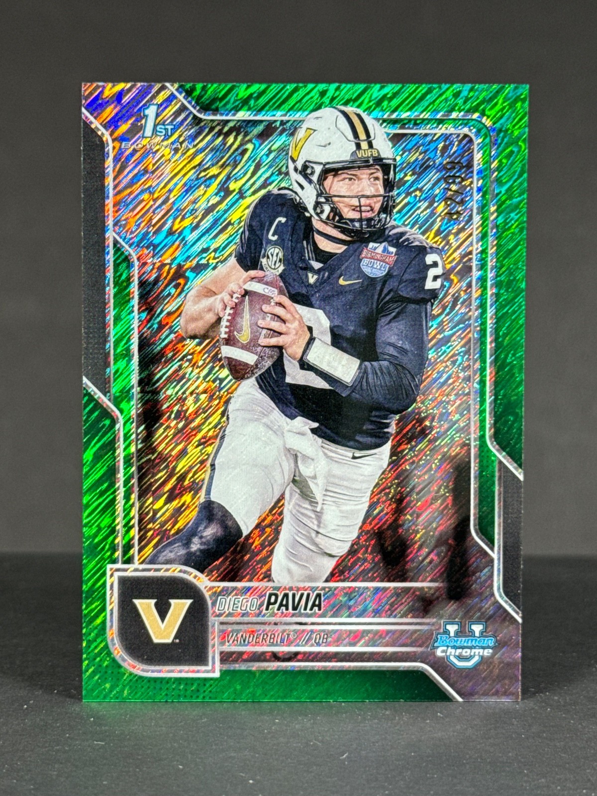 Diego Pavia 2025 Bowman Chrome U Green Shimmer /99 1st Bowman Vanderbilt QB