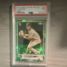Topps 2022 Chrome Update Sapphire CJ Abrams US222 PSA 9 Rookie Green Card. rookie card picture