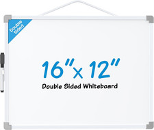 16" X 12" Double-Sided Whiteboard, Portable Hanging Dry Erase Board Double-Sid