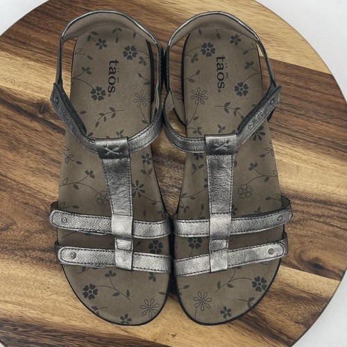 Taos Trophy 2 cuero peltre para mujer talla 10 sandalias cómodas ajustables plateadas - Imagen 11 de 13