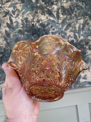 KARNEVALSGLAS ~ US GLAS KOSMOS UND STOCK GEKRÄUSELTE SCHALE ~