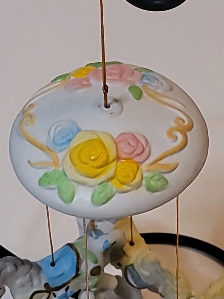 Wind Chimes Chadwick Carousel Horse Handpainted Porcelain Bisque Floral Vtg 1992 - Image 4 of 4