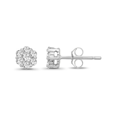 14 Karat Weißgold runde natürliche Diamant Ohrstecker Geschenk für Frauen