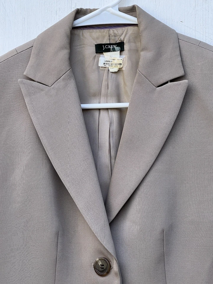J. Cree Caqui Tostado Algodón Corta Montar Falda Suite Marrón Blazer Chaqueta Sin Etiquetas Foto 4 de 4